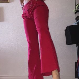 Red Vintage Bell Bottom Pants